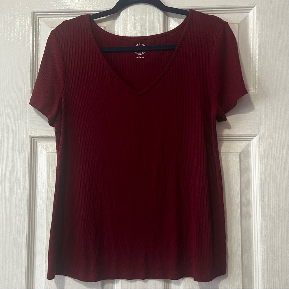 Maurices Rich Burgundy Short Sleeve Top